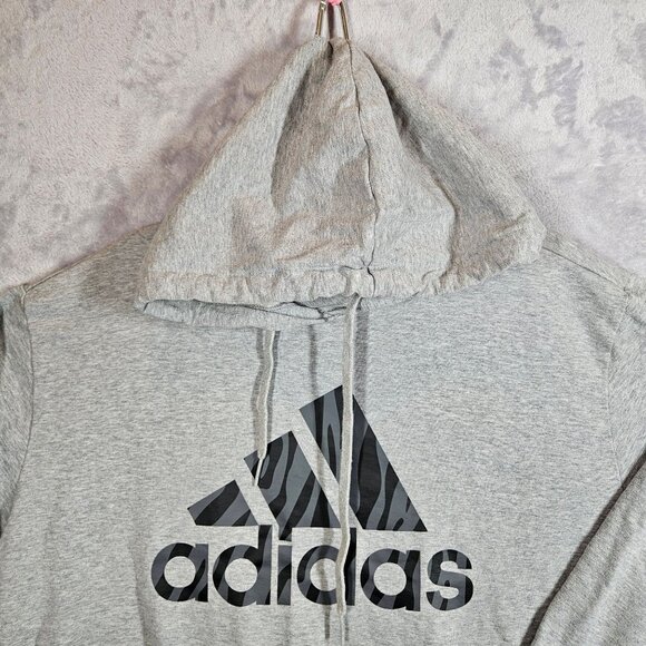 Adidas Hoodie Pullover Sweatshirt Men XL Gray Athleisure Workout Athletic School - Picture 4 of 13